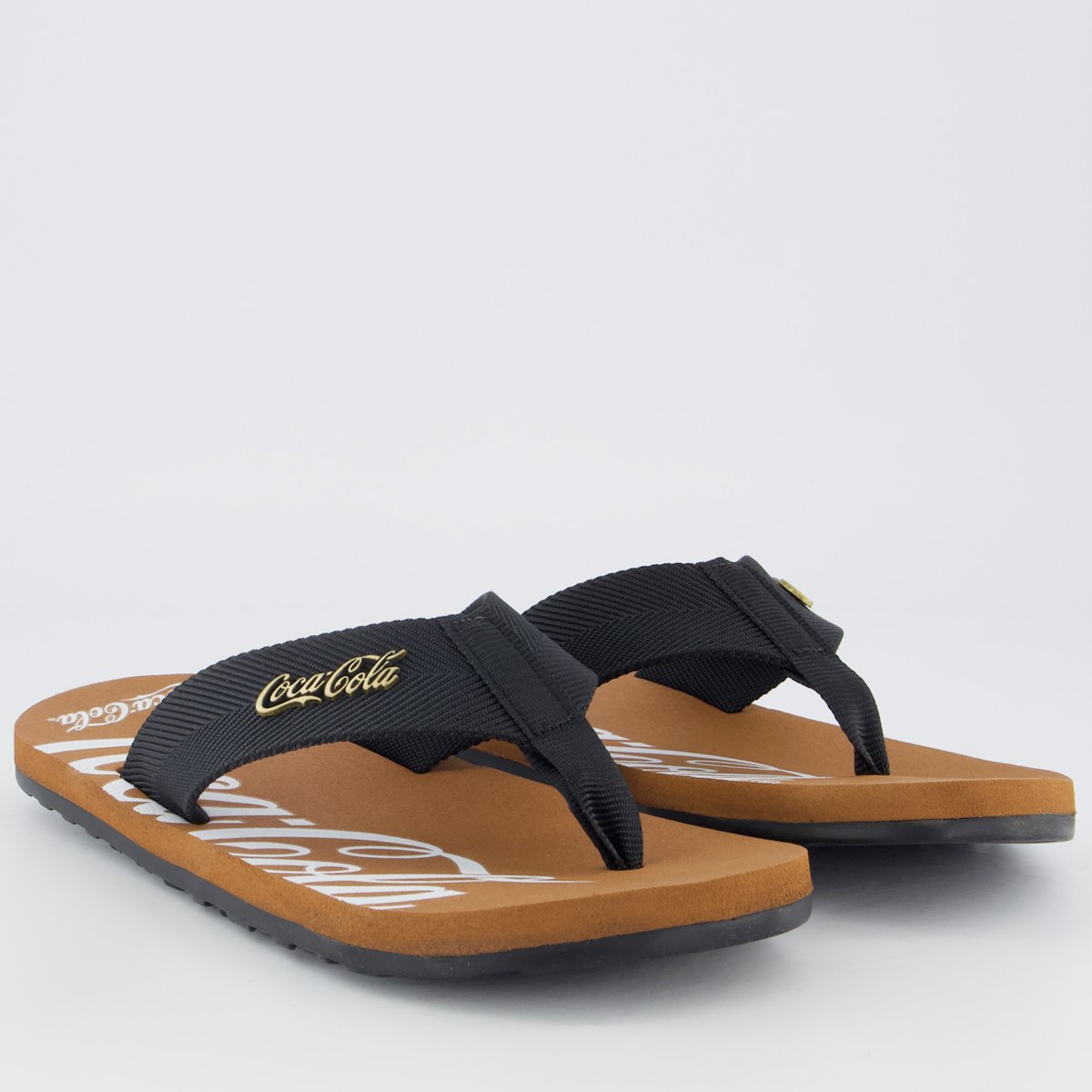 Chinelo Coca Cola Wave Spencerian Marrom e Preto Marrom 3