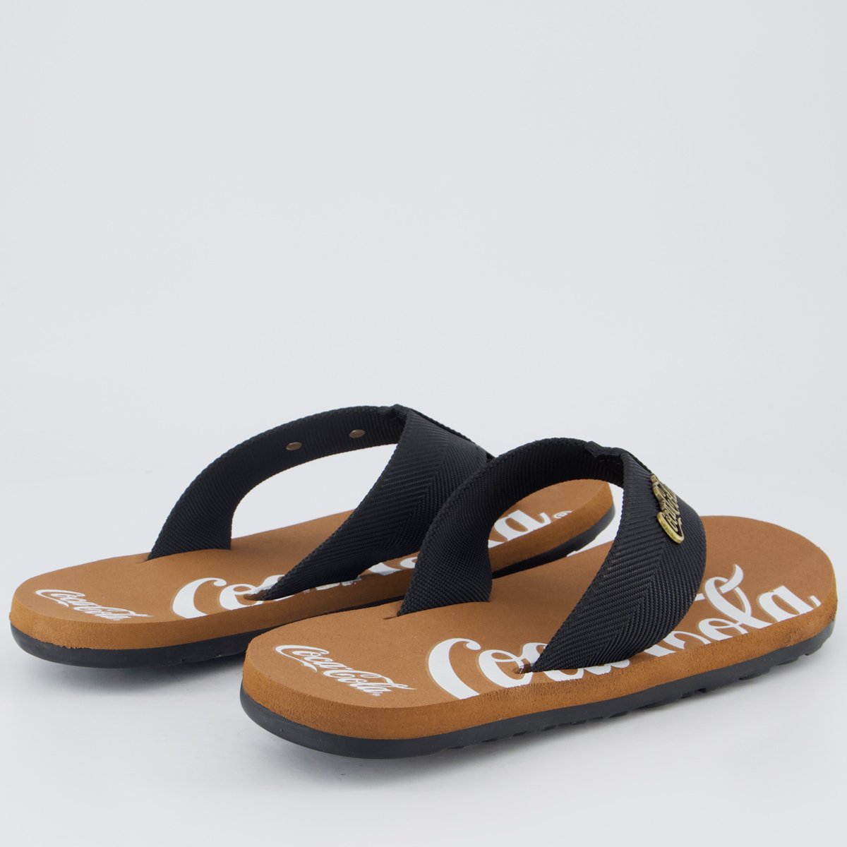 Chinelo Coca Cola Wave Spencerian Marrom e Preto Marrom 4