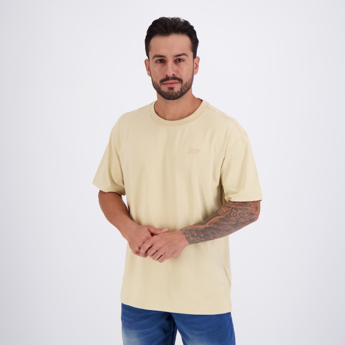 Camiseta New Balance Small Logo Bege Bege 3