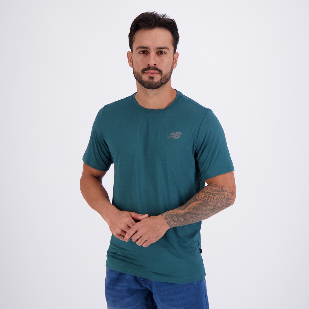 Camiseta New Balance Active Logo Verde Verde 3