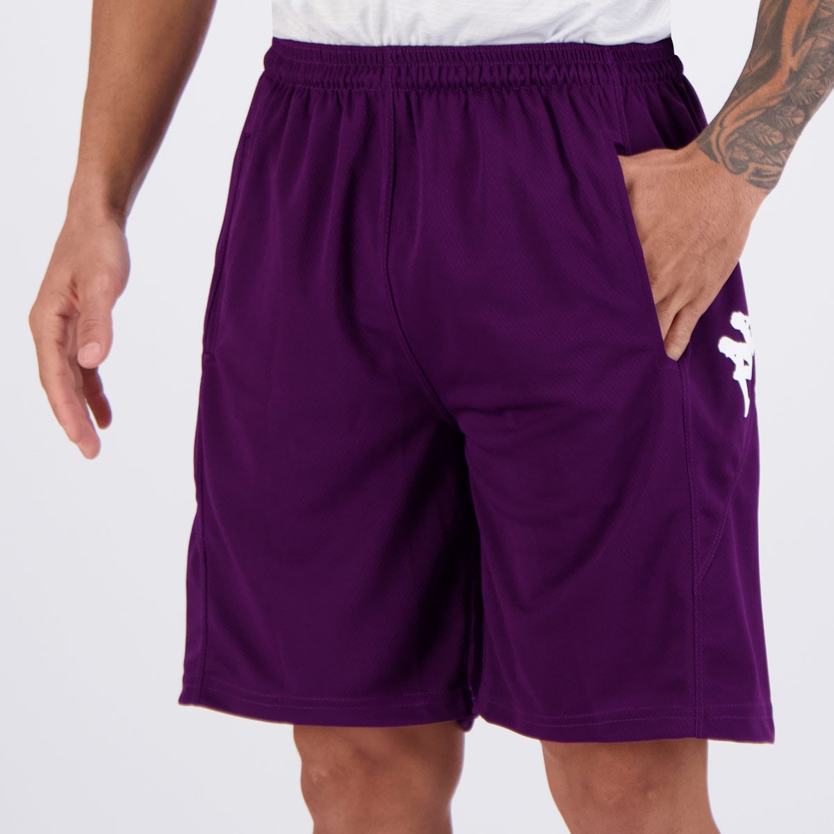 Shorts Kappa Ahora Pro Seven Com Bolso Roxo Roxo 3