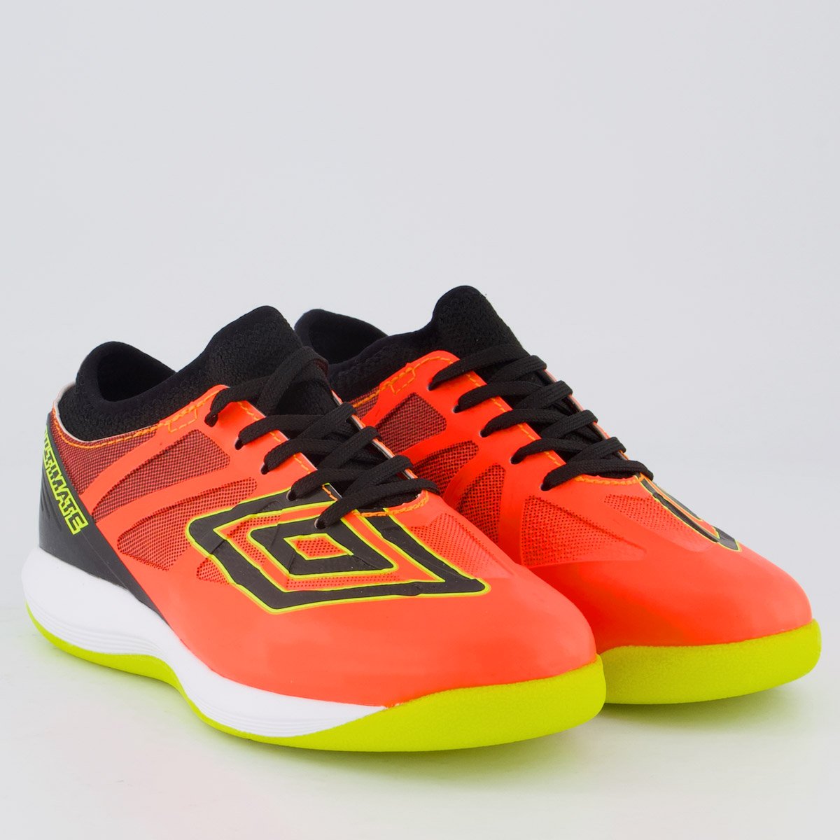 Chuteira Umbro Ultimate Futsal Juvenil Coral e Verde Laranja 2