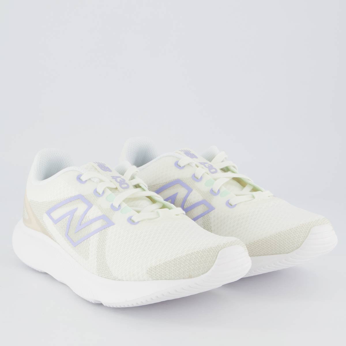 Tênis New Balance 430 V4 Feminino Bege Claro e Lilás Branco 2