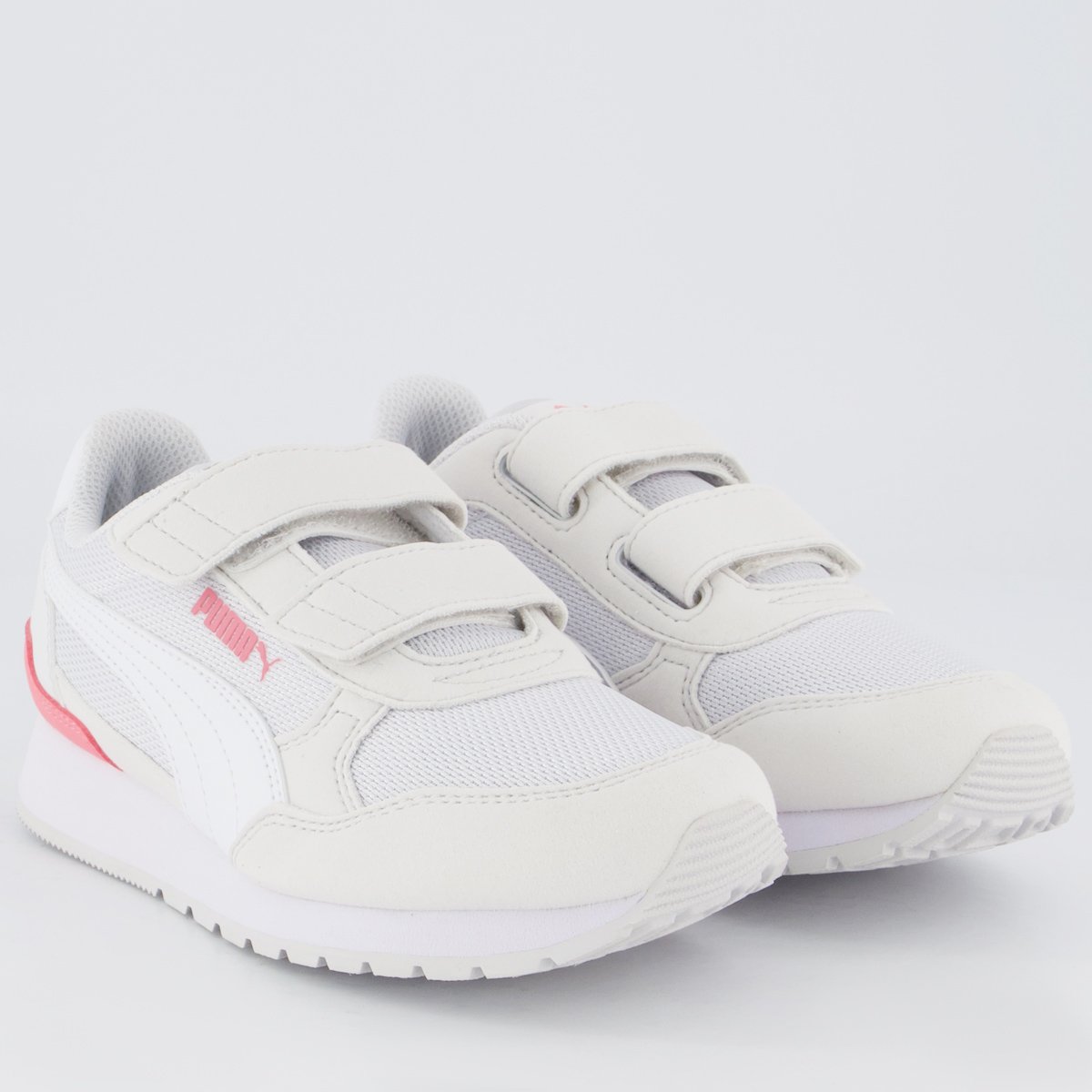 Tênis Puma St Runner V4 Mesh V Ps Juvenil Cinza e Rosa Branco 2