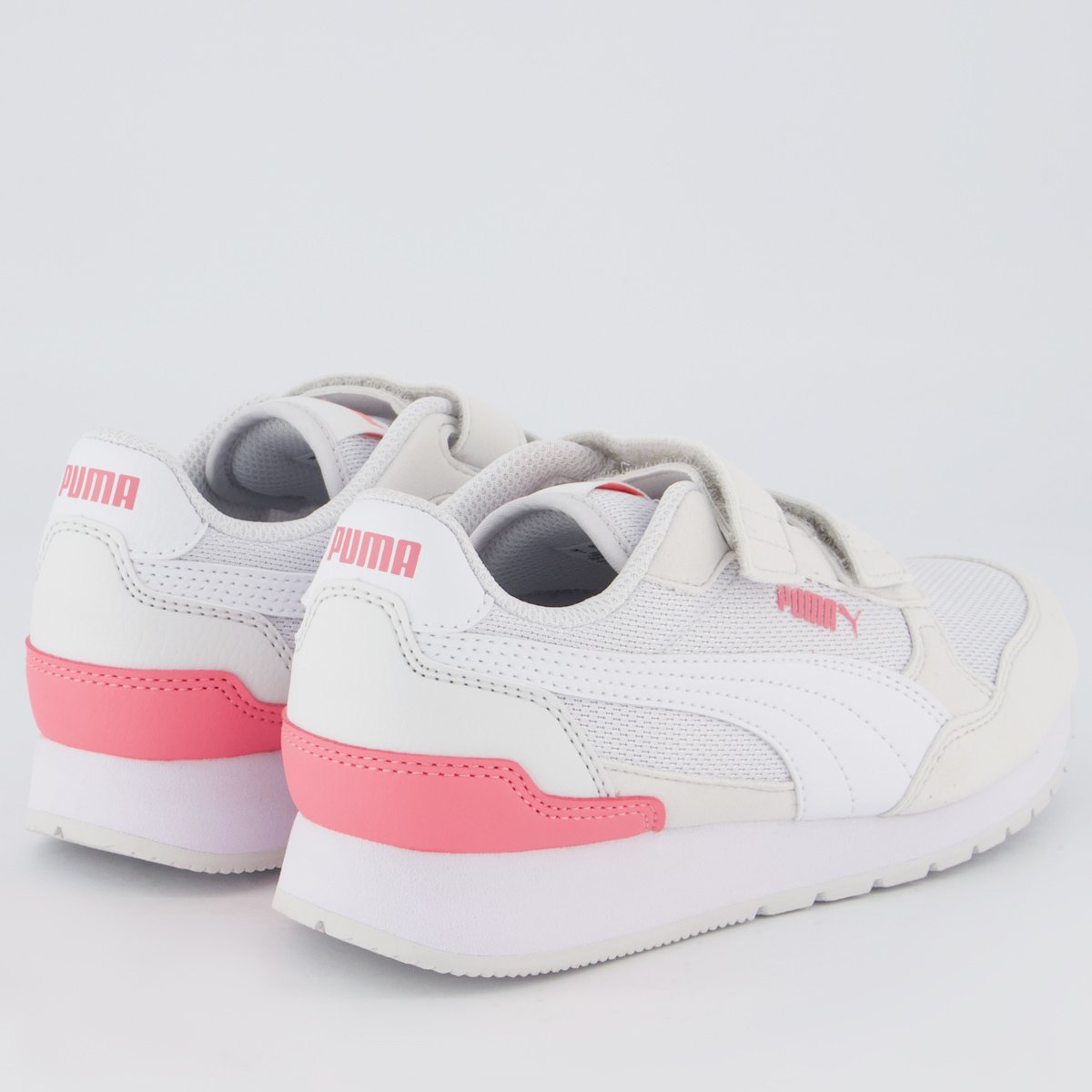 Tênis Puma St Runner V4 Mesh V Ps Juvenil Cinza e Rosa Branco 3