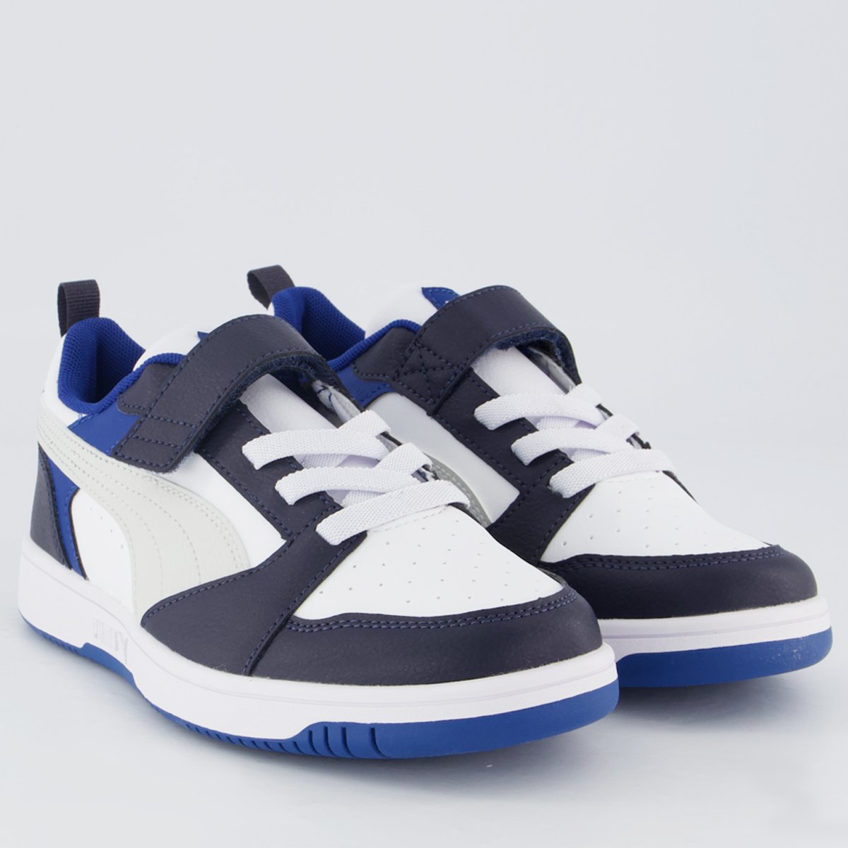 Tênis Puma Rebound V6 LO AC+ PS Juvenil Branco e Azul Marinho Branco 2