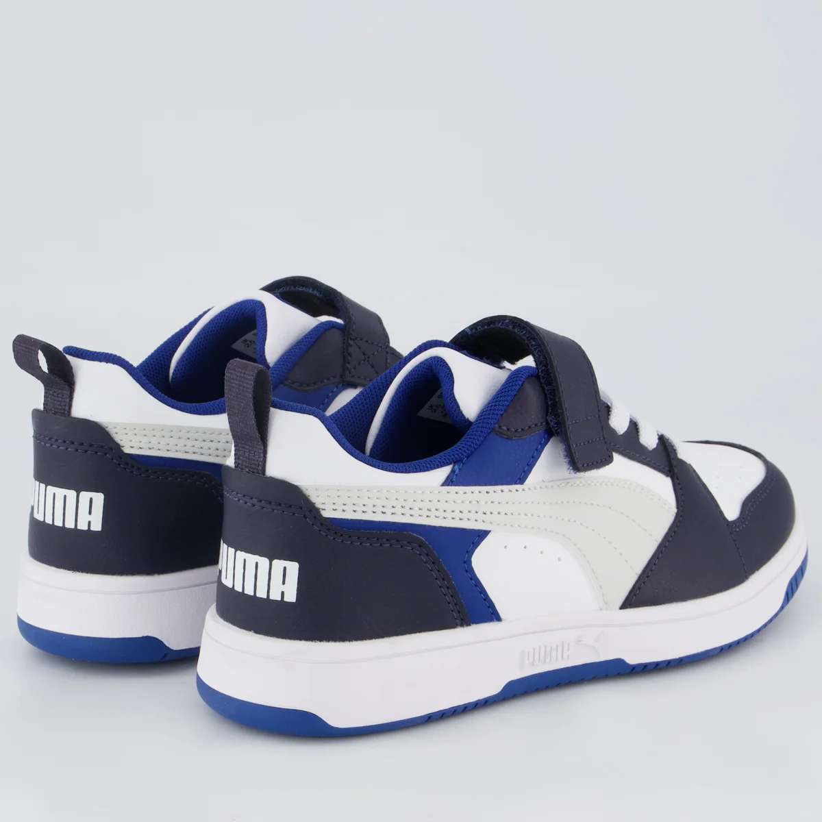 Tênis Puma Rebound V6 LO AC+ PS Juvenil Branco e Azul Marinho Branco 3