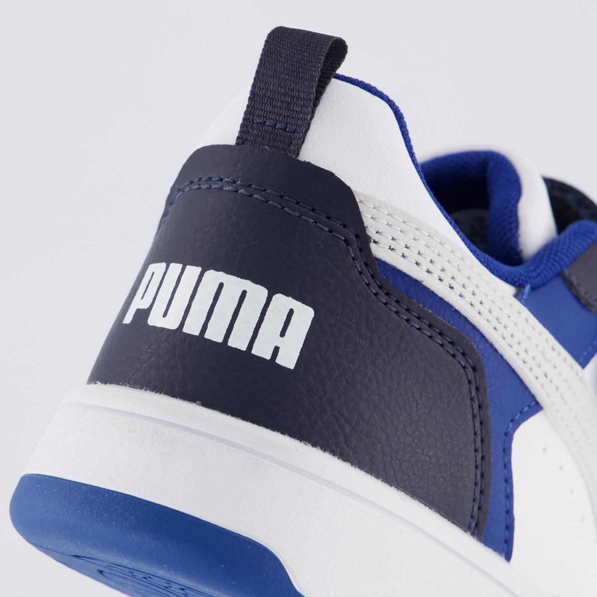 Tênis Puma Rebound V6 LO AC+ PS Juvenil Branco e Azul Marinho Branco 6