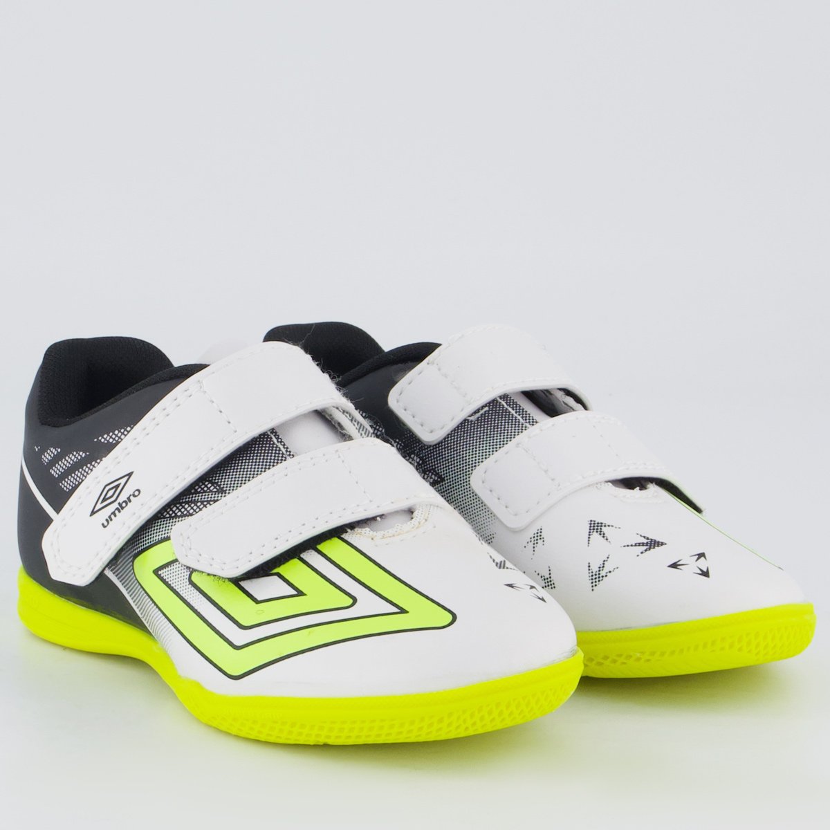 Chuteira Umbro Velocita Futsal Infantil Branca e Verde Amarelo 2