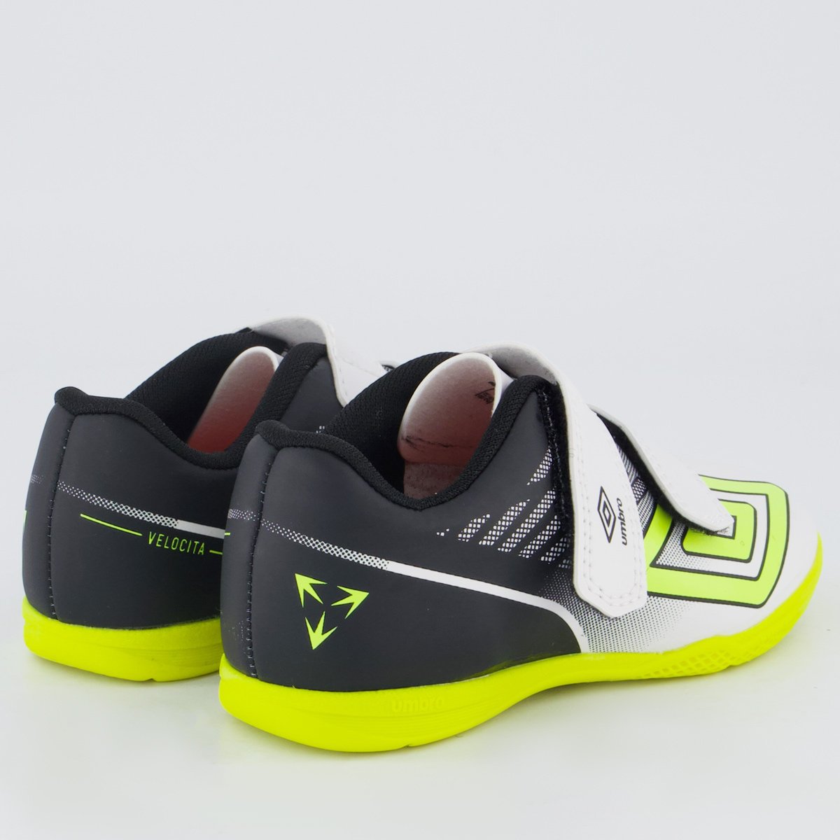 Chuteira Umbro Velocita Futsal Infantil Branca e Verde Amarelo 3
