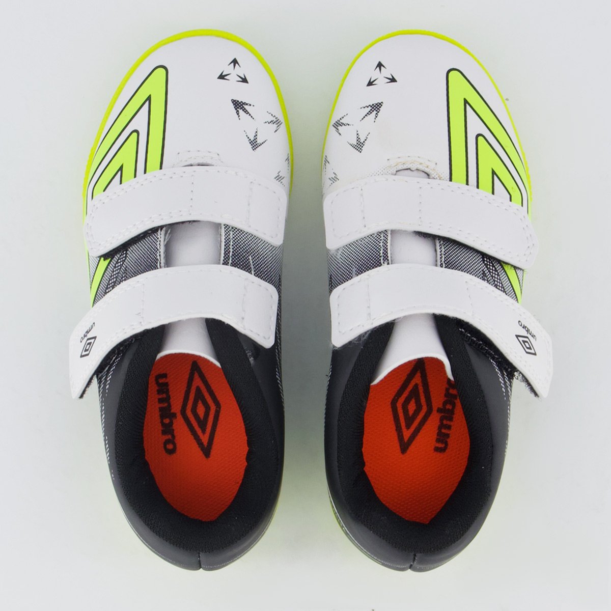 Chuteira Umbro Velocita Futsal Infantil Branca e Verde Amarelo 4