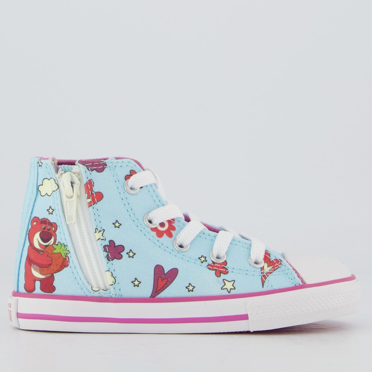 Tênis Converse All Star Chuck Taylor Cano Alto Juvenil Azul e Rosa