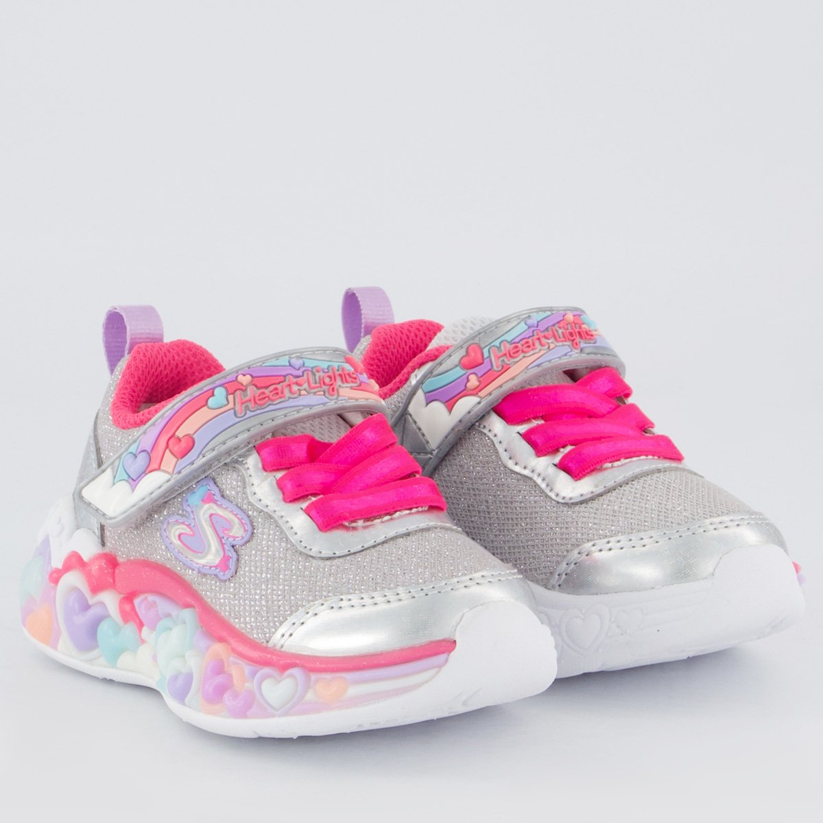 Tênis Skechers Lights Hearts Prata Prata 2