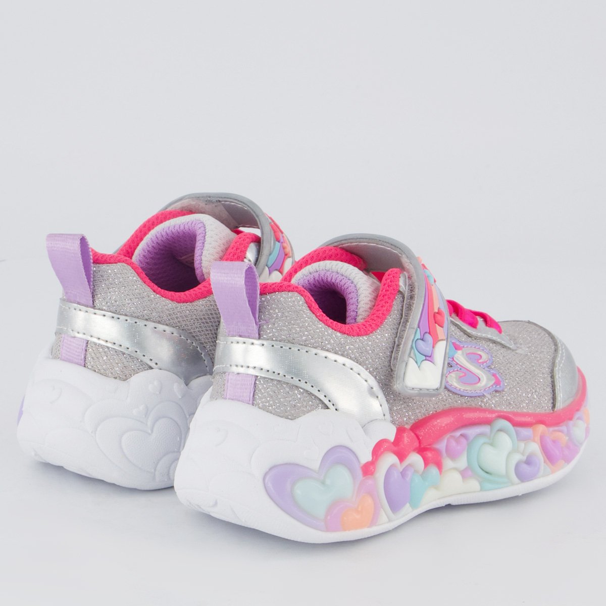 Tênis Skechers Lights Hearts Prata Prata 3
