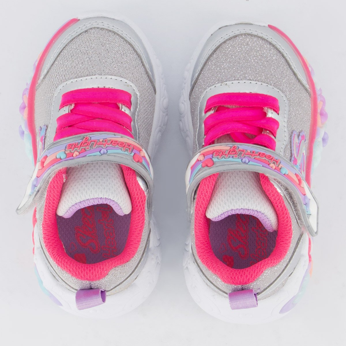 Tênis Skechers Lights Hearts Prata Prata 4
