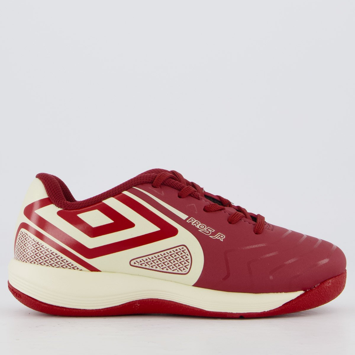 Chuteira Umbro Pro 5 Futsal Juvenil Branca e Vermelha