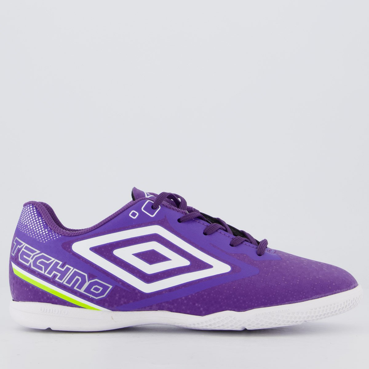 Chuteira Umbro Techno II Futsal Juvenil Roxa e Branca
