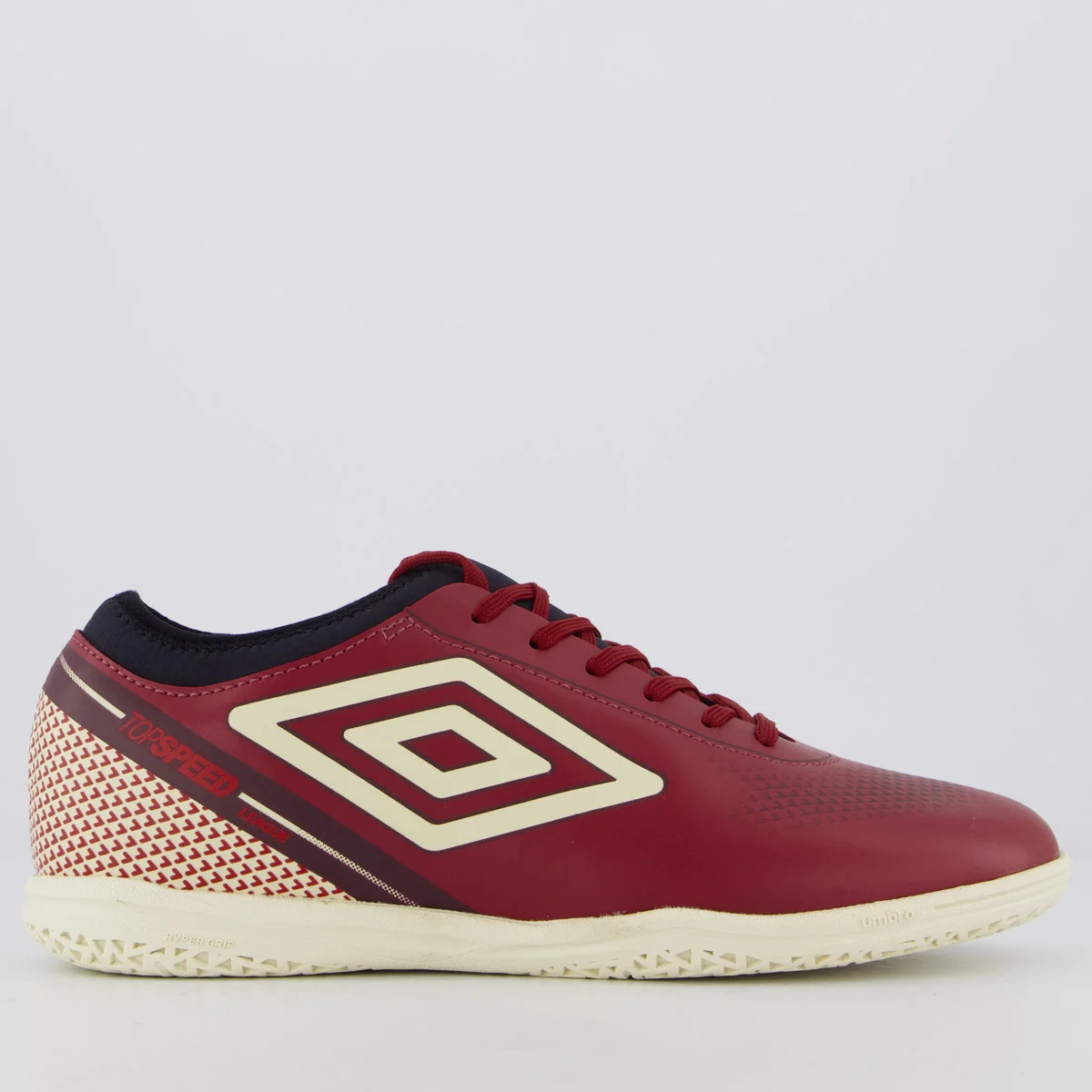 Chuteira Umbro Top Speed League Futsal Branca e Bordô