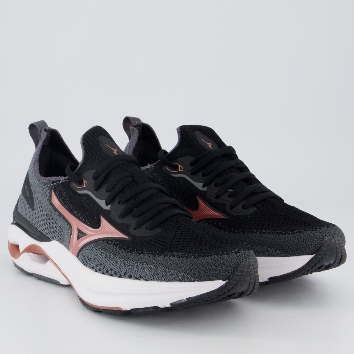 Tênis Mizuno Wave Mirai 8 Feminino Preto e Rosa Preto/Cinza 2