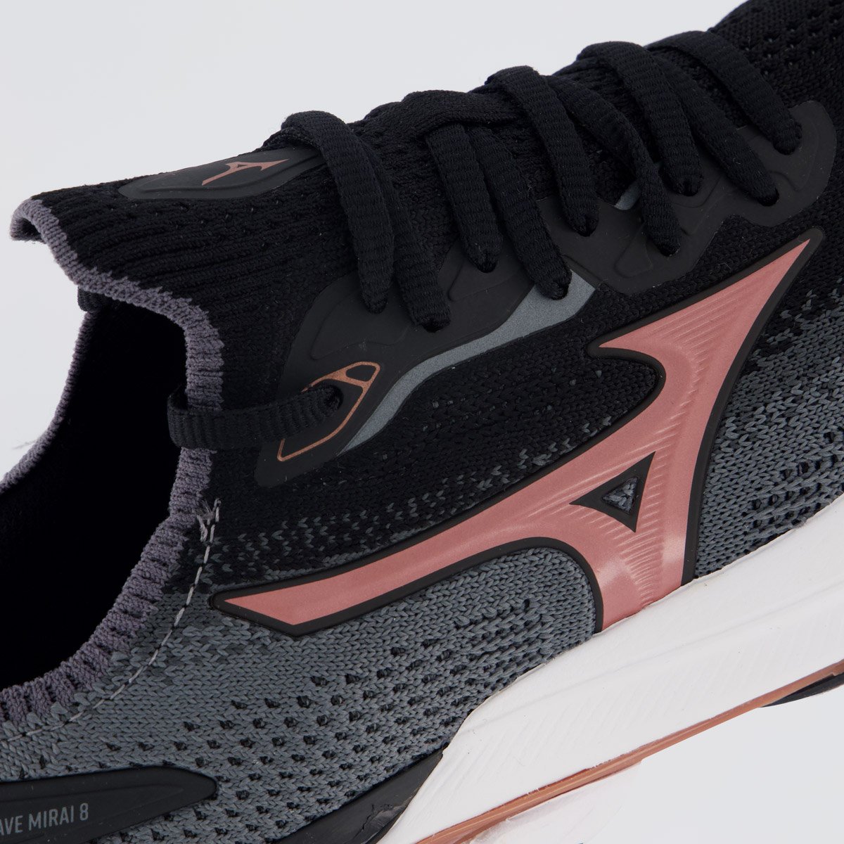 Tênis Mizuno Wave Mirai 8 Feminino Preto e Rosa Preto/Cinza 7