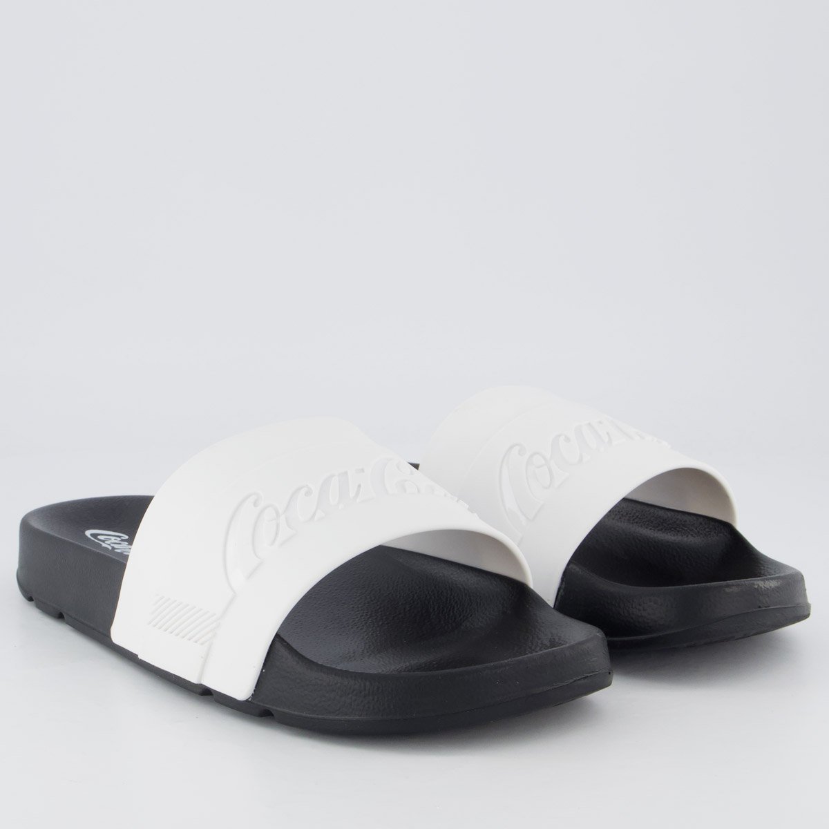 Chinelo Coca Cola Slide Elevate Preto e Branco Branco 3