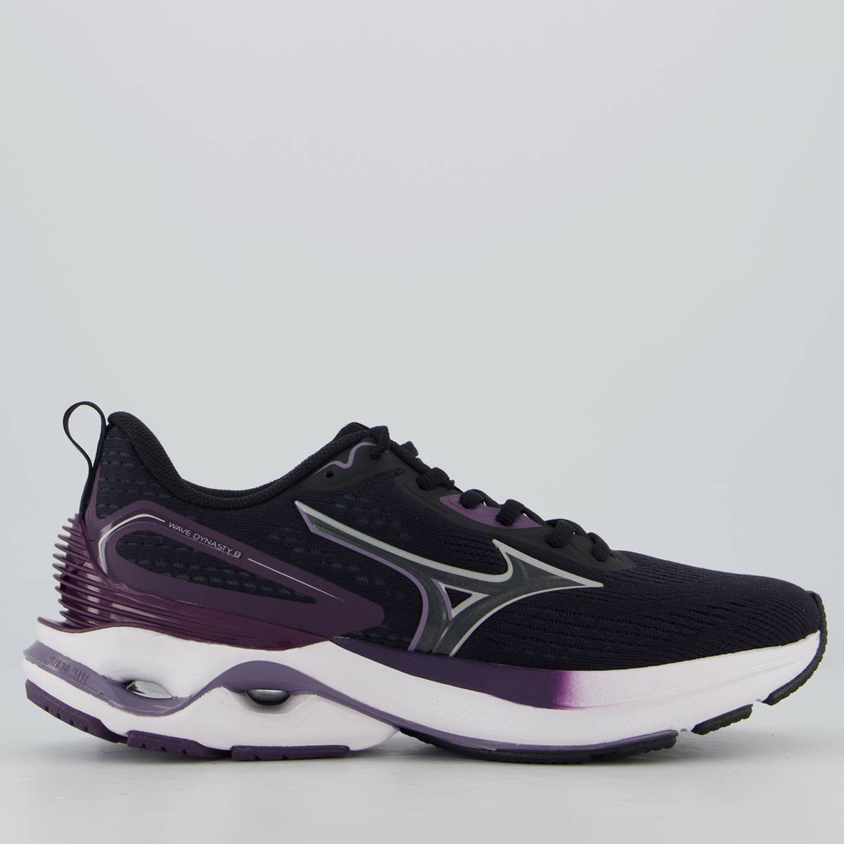 Tênis Mizuno Wave Dynasty 8 Feminino Preto e Roxo