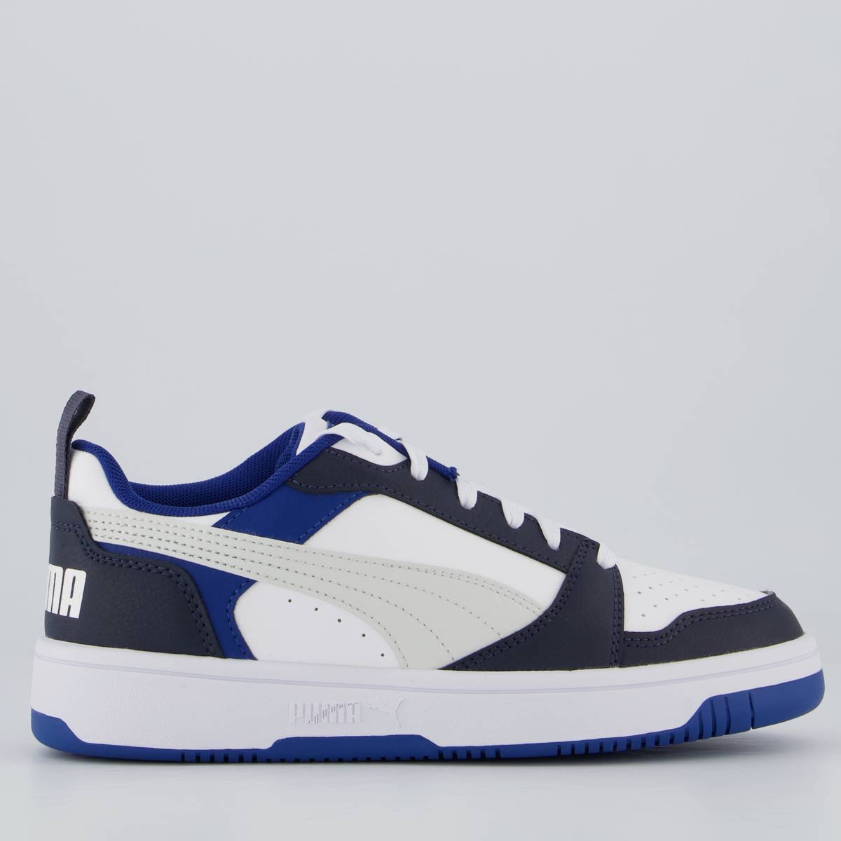 Tênis Puma Rebound V6 LO Juvenil Preto e Azul
