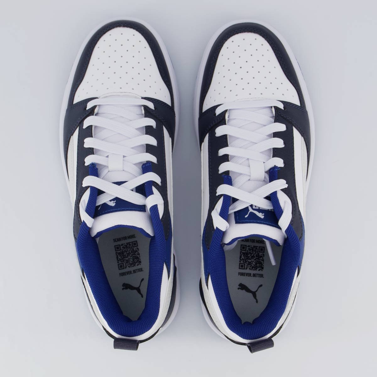 Tênis Puma Rebound V6 LO Juvenil Preto e Azul Branco/Azul 4