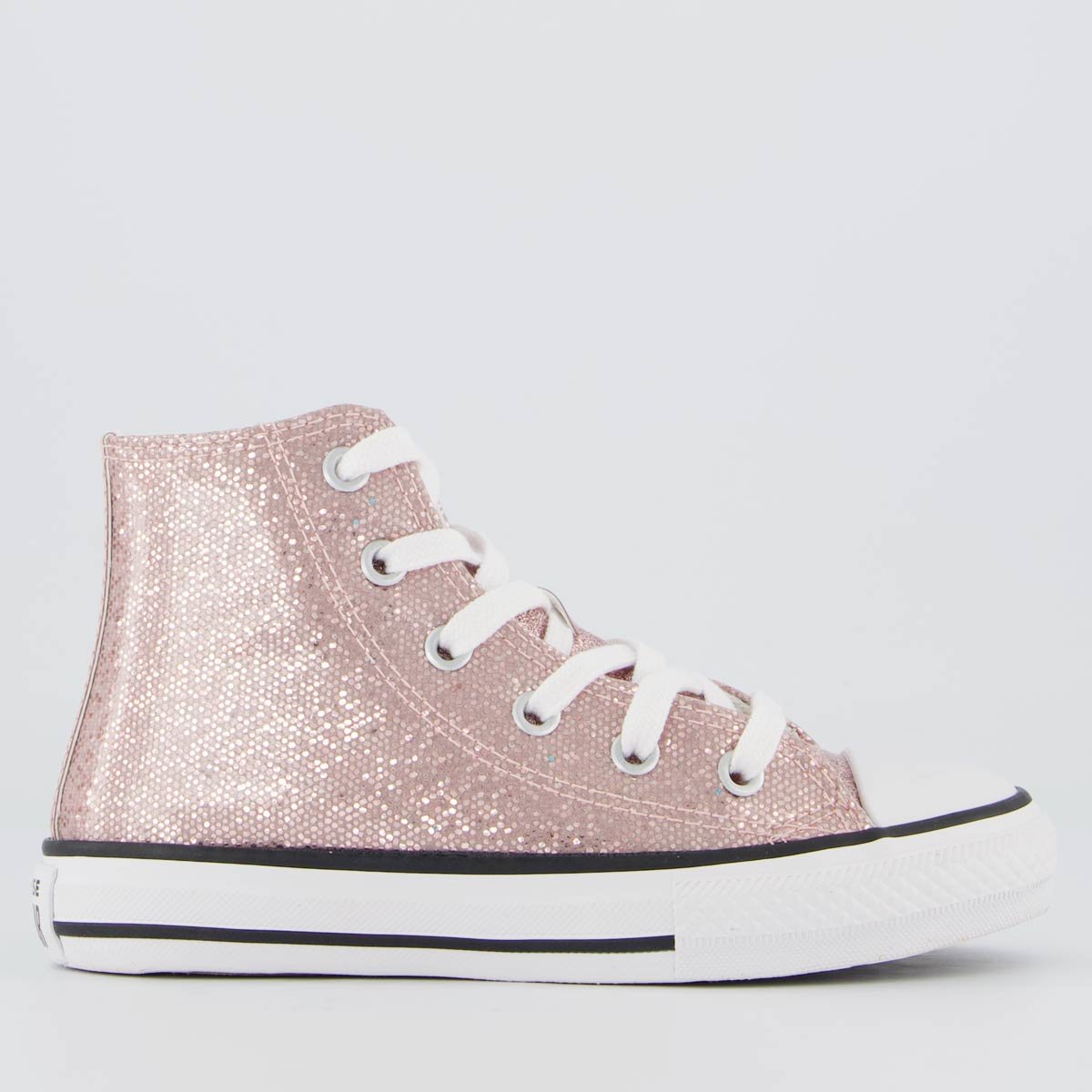 Tênis Converse All Star Chuck Taylor Cano Alto Juvenil Rosa e Branco