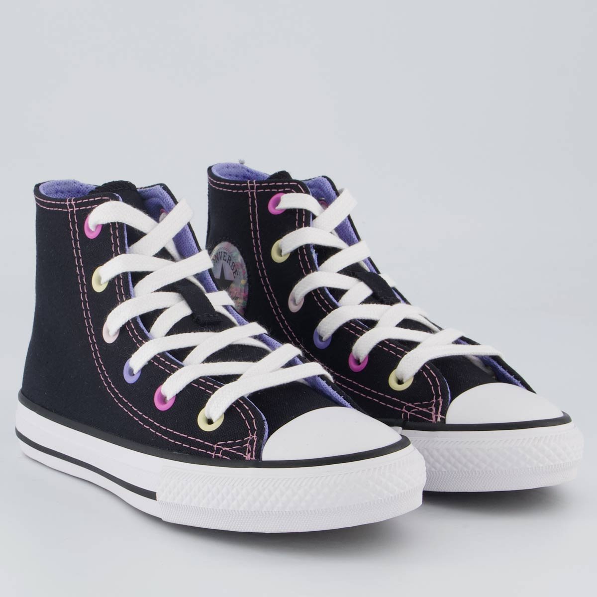 Tênis Converse All Star Chuck Taylor Juvenil Cano Alto Preto e Roxo Preto 2