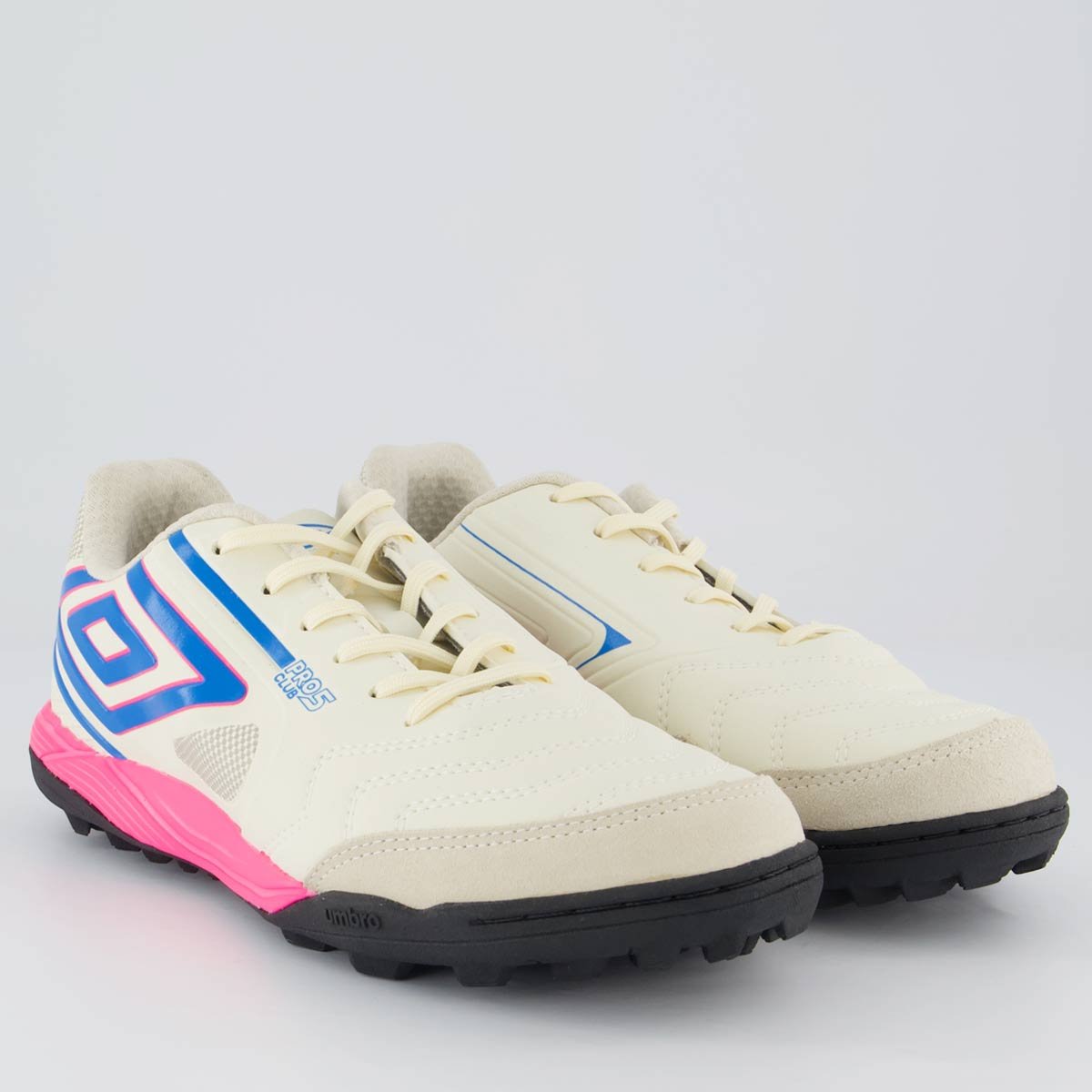 Chuteira Umbro Pro 5 Bump Club Society Branca e Rosa Bege 2