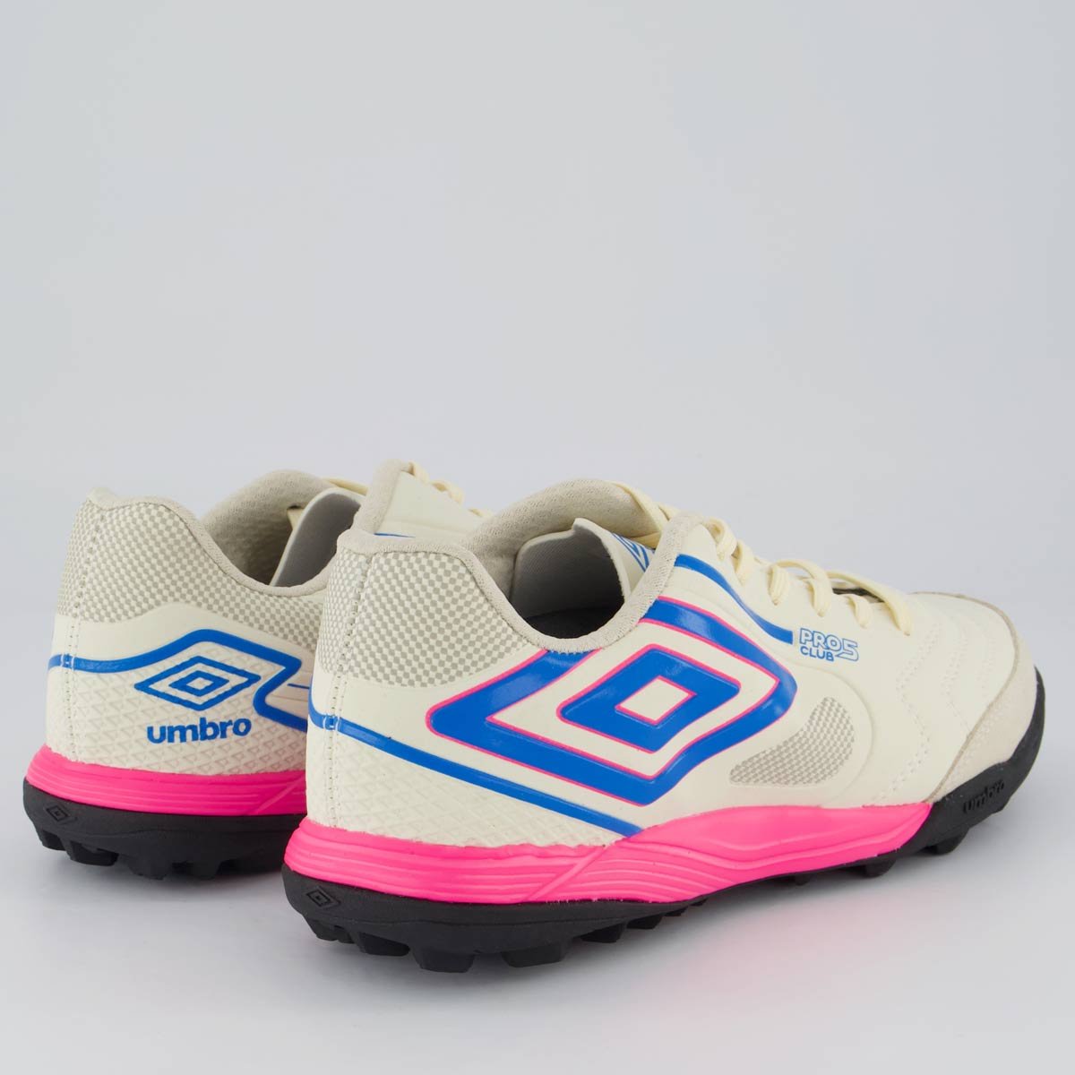 Chuteira Umbro Pro 5 Bump Club Society Branca e Rosa Bege 3