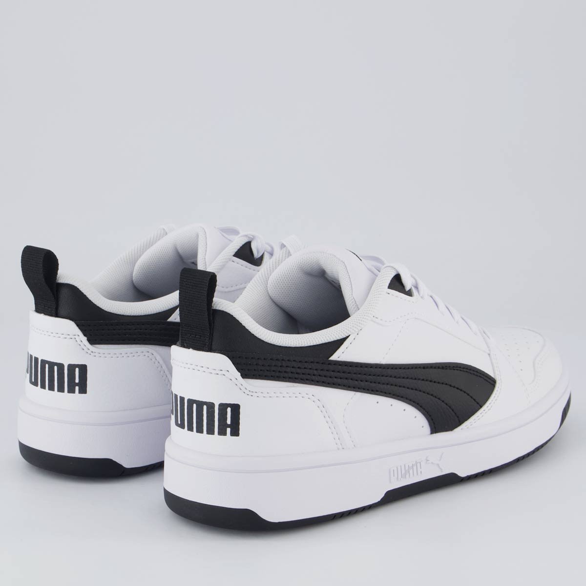 Tênis Puma Rebound V6 LO Jr. Juvenil Branco e Preto Branco 3