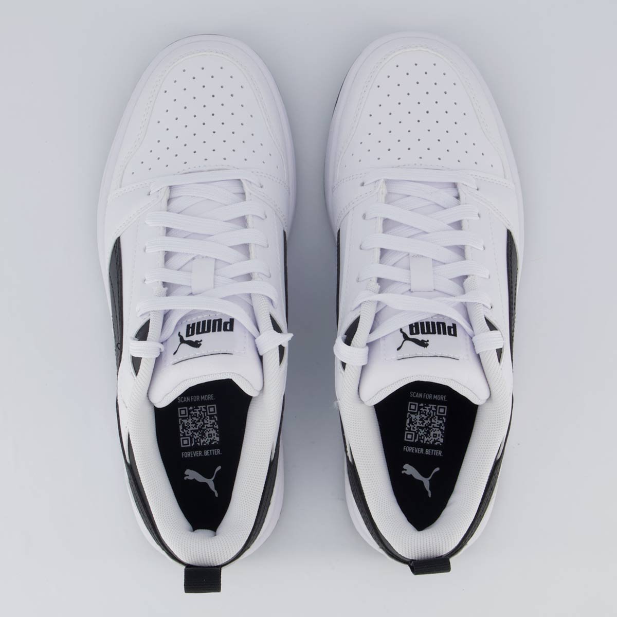 Tênis Puma Rebound V6 LO Jr. Juvenil Branco e Preto Branco 4