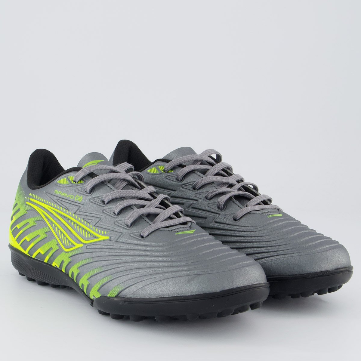 Chuteira Penalty Bravo Y 3.0 Society Cinza e Verde Cinza 2