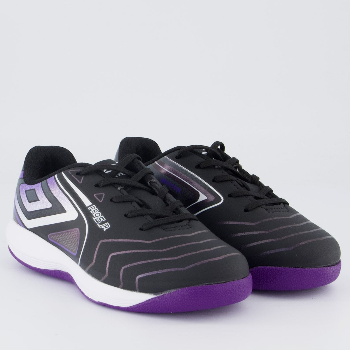 Chuteira Umbro Pro 5 Futsal Juvenil Preta e Roxa Preto 2