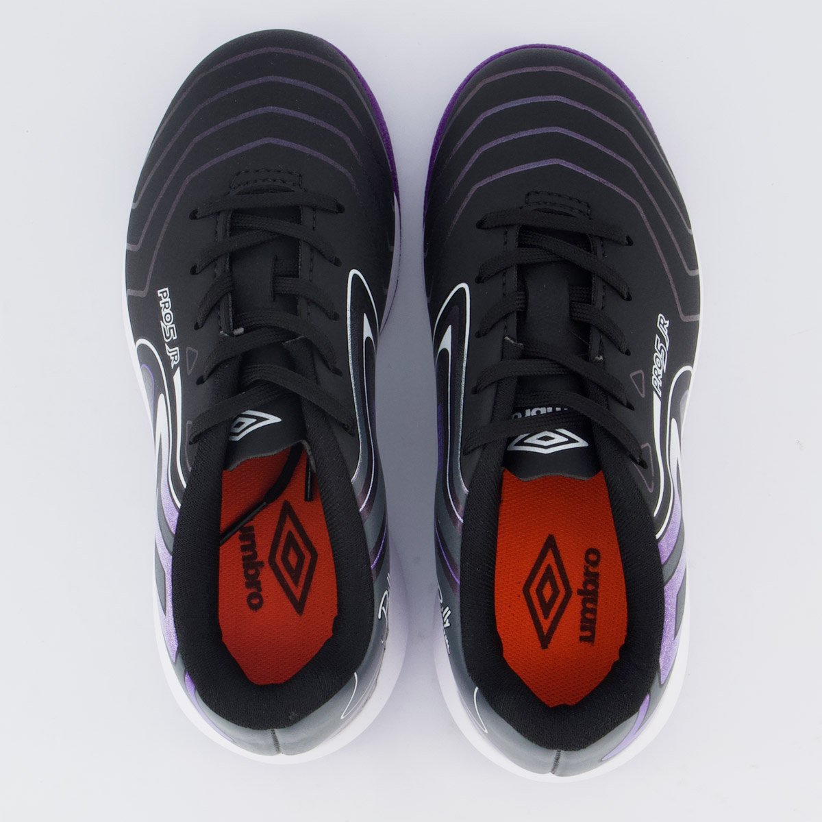 Chuteira Umbro Pro 5 Futsal Juvenil Preta e Roxa Preto 4