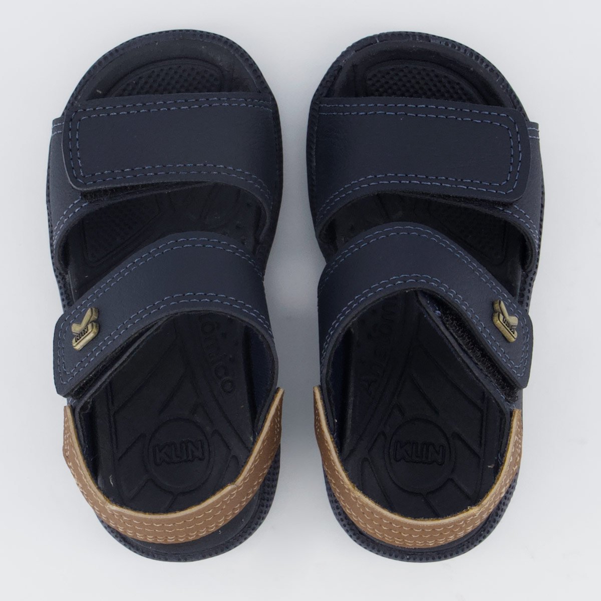 Sandália Klin Tic Tac Casual Infantil Marinho e Caramelo