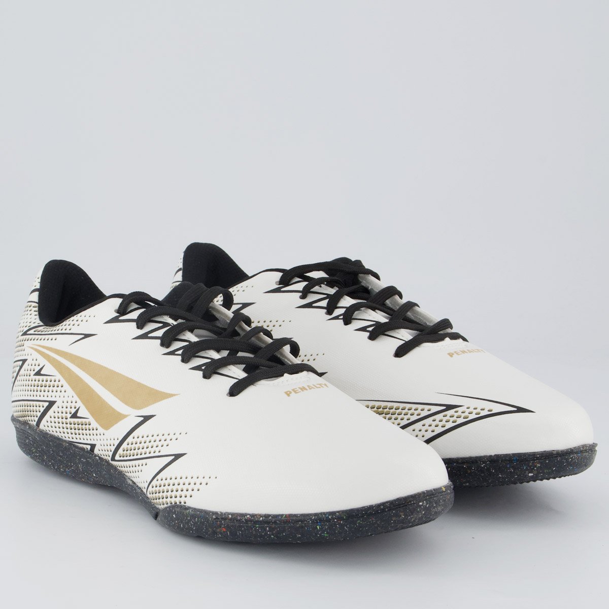 Chuteira Penalty Tornado Y - 2.0 Futsal Branca e Dourada Branco 2