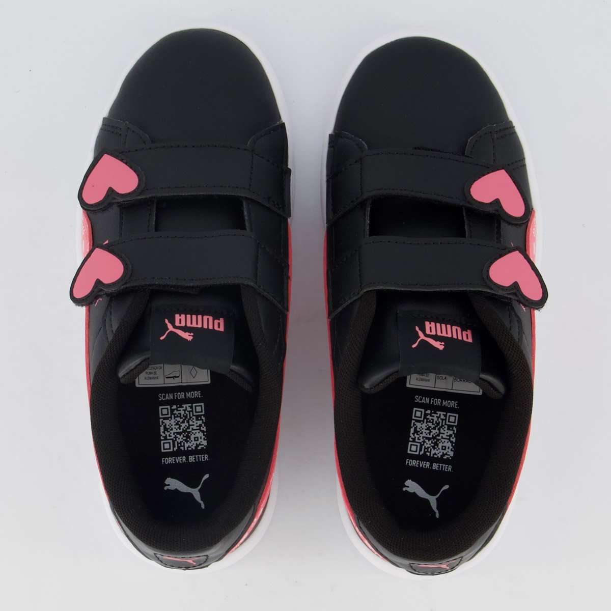 Tênis Puma Smash 3.0 Hearty V PS Juvenil Preto e Rosa Preto/Rosa 4