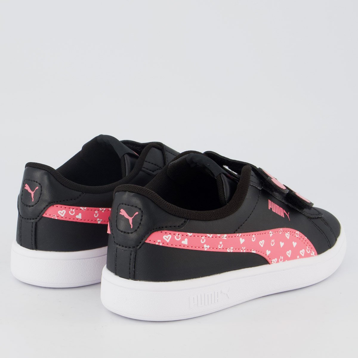Tênis Puma Smash 3.0 Hearty V PS Juvenil Preto e Rosa Preto/Rosa 3