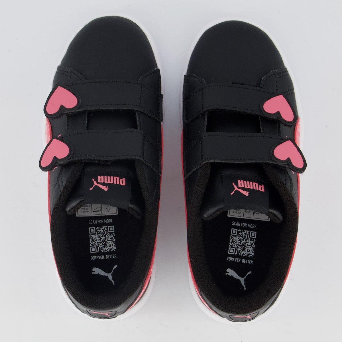 Tênis Puma Smash 3.0 Hearty V PS Juvenil Preto e Rosa Preto/Rosa 4
