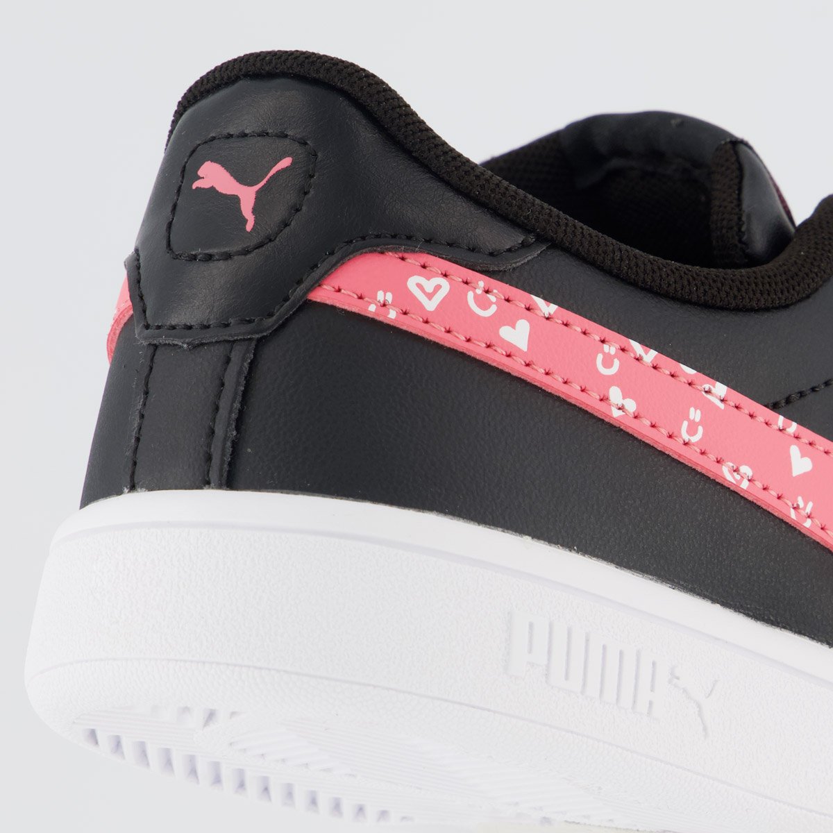 Tênis Puma Smash 3.0 Hearty V PS Juvenil Preto e Rosa Preto/Rosa 6