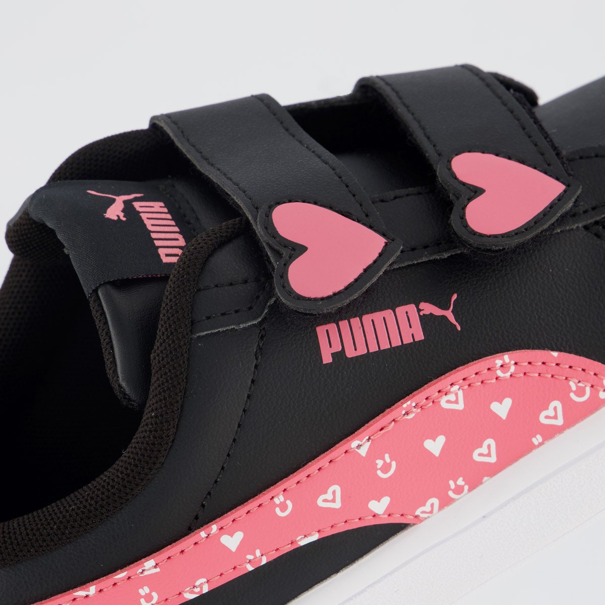Tênis Puma Smash 3.0 Hearty V PS Juvenil Preto e Rosa Preto/Rosa 7