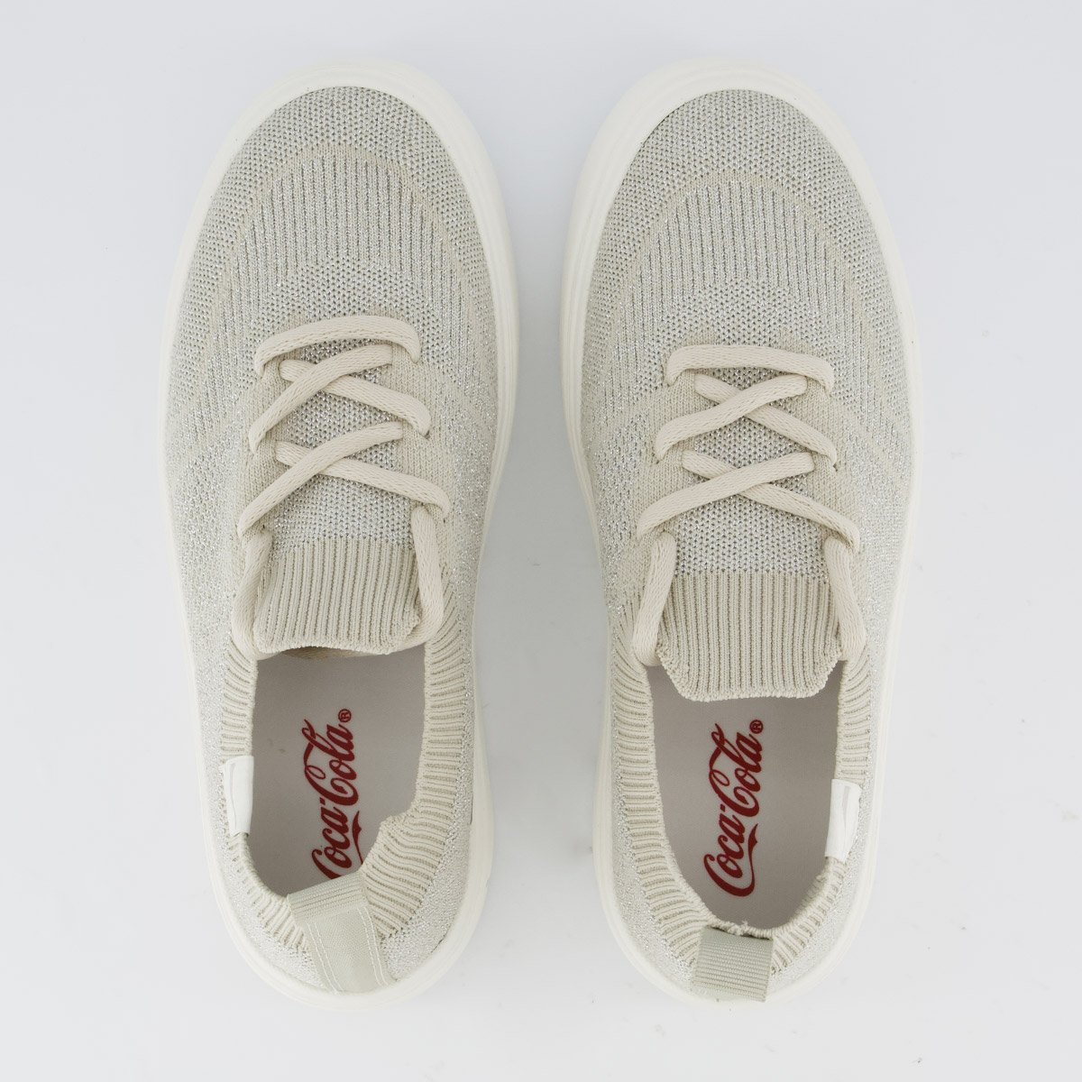 Tênis Coca Cola Harmony Knit Feminino Off White e Prata Off White 4
