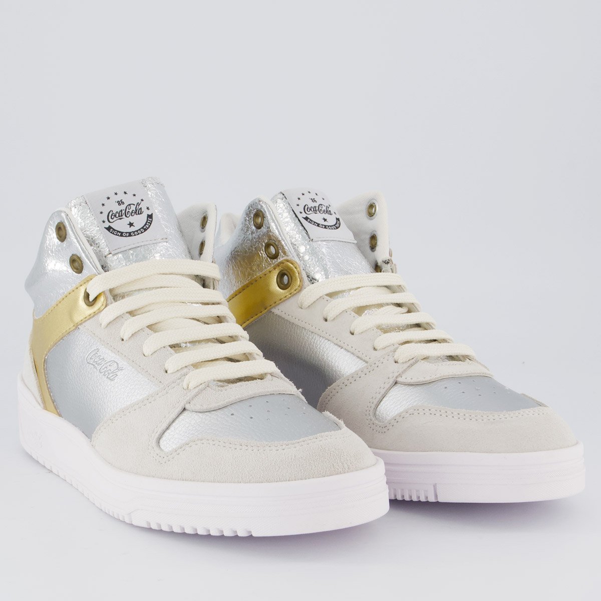 Tênis Coca Cola Daydream High Feminino Prata e Dourado Prata 2