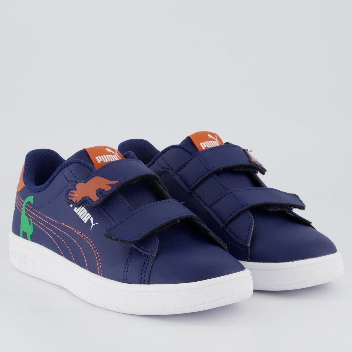 Tênis Puma Smash 3.0 Dino V PS Juvenil Marinho Azul 2