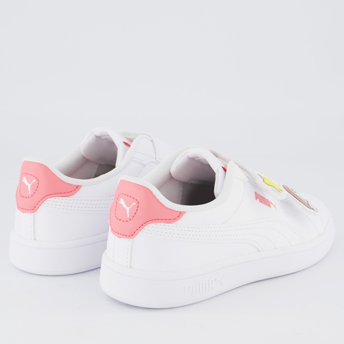 Tênis Puma Smash 3.0 Badges V Ps Juvenil Branco e Rosa Branco 3