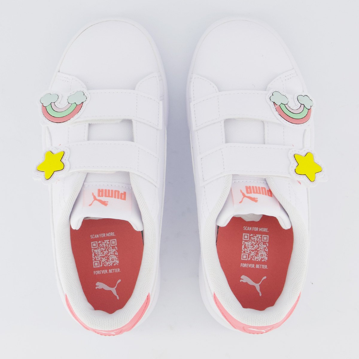 Tênis Puma Smash 3.0 Badges V Ps Juvenil Branco e Rosa Branco 4