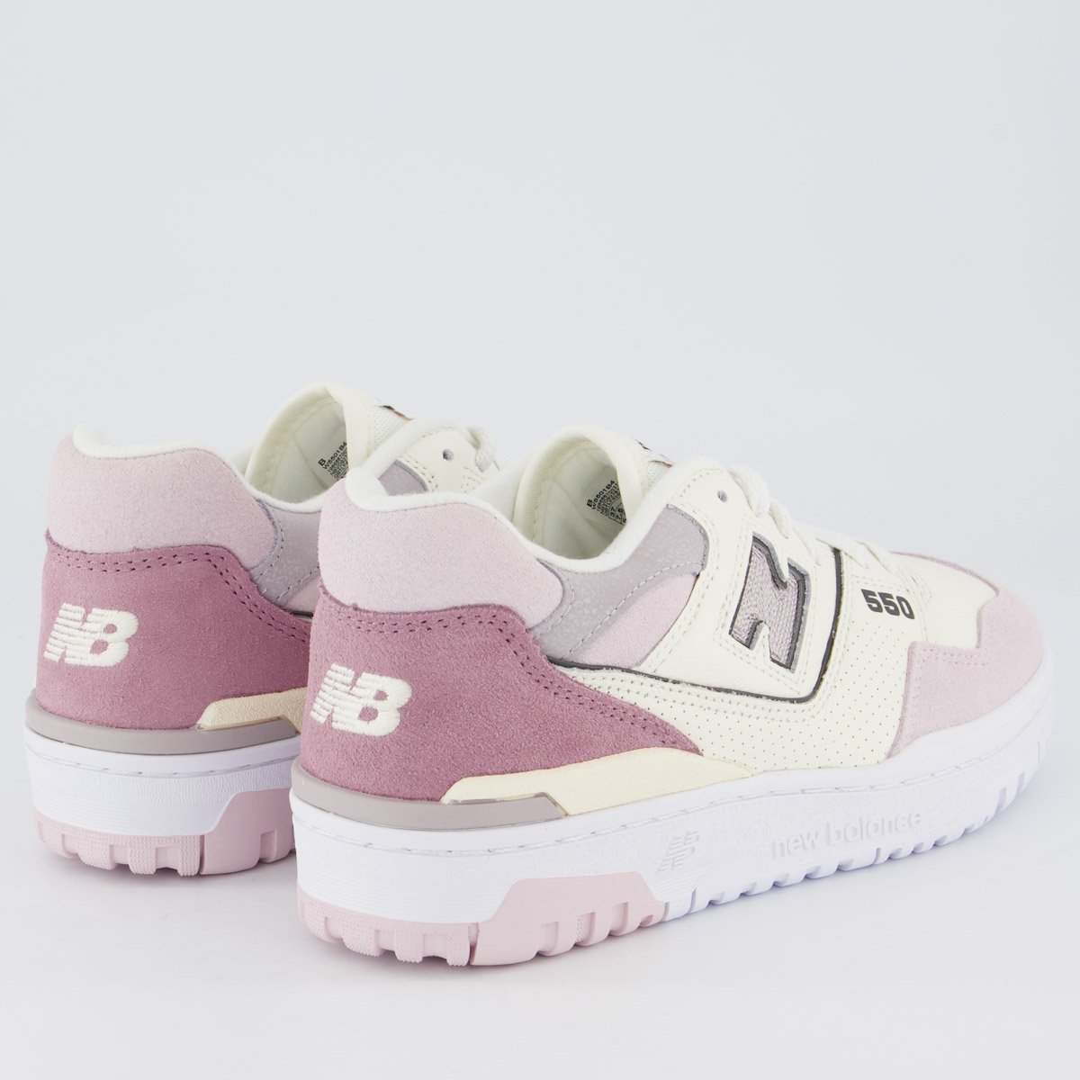 Tênis New Balance 550 Feminino Branco e Rosa Off White 3